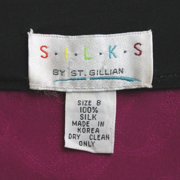St. Gillian Pleated Fuchsia Pink Silk and Velvet 30s Inspired Vintage 80s  S M - Picture 12 of 14